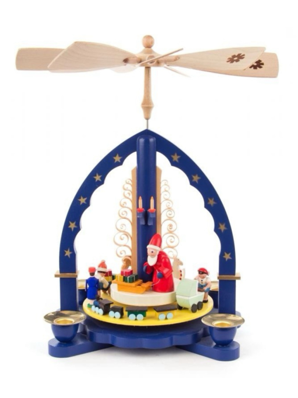 VTG 11in Erzgebirge GDR Christmas Pyramid 01607 Santa Toy Maker Train W/Box